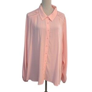 Torrid 4X Madison Washable Gauze Embroidered Impatiens Pink Lightweight Tunic